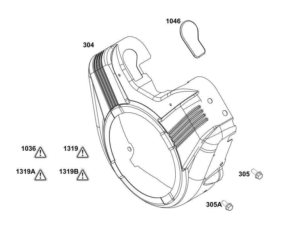 Blower Housing Group Diagram and Parts List for 305445-3214-G1  Briggs and Stratton Engine